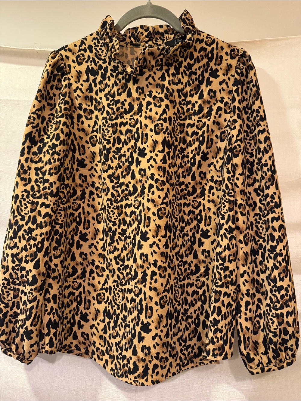 J. Crew Black and Tan Leopard-Print Blouse
